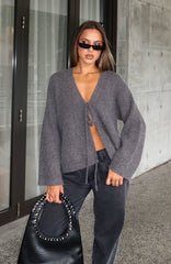 Flashback Knit Cardigan Charcoal