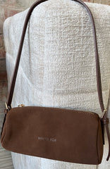 Gannon Shoulder Bag Chocolate Faux Suede