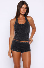 Desert Beats Halter Top Washed Black