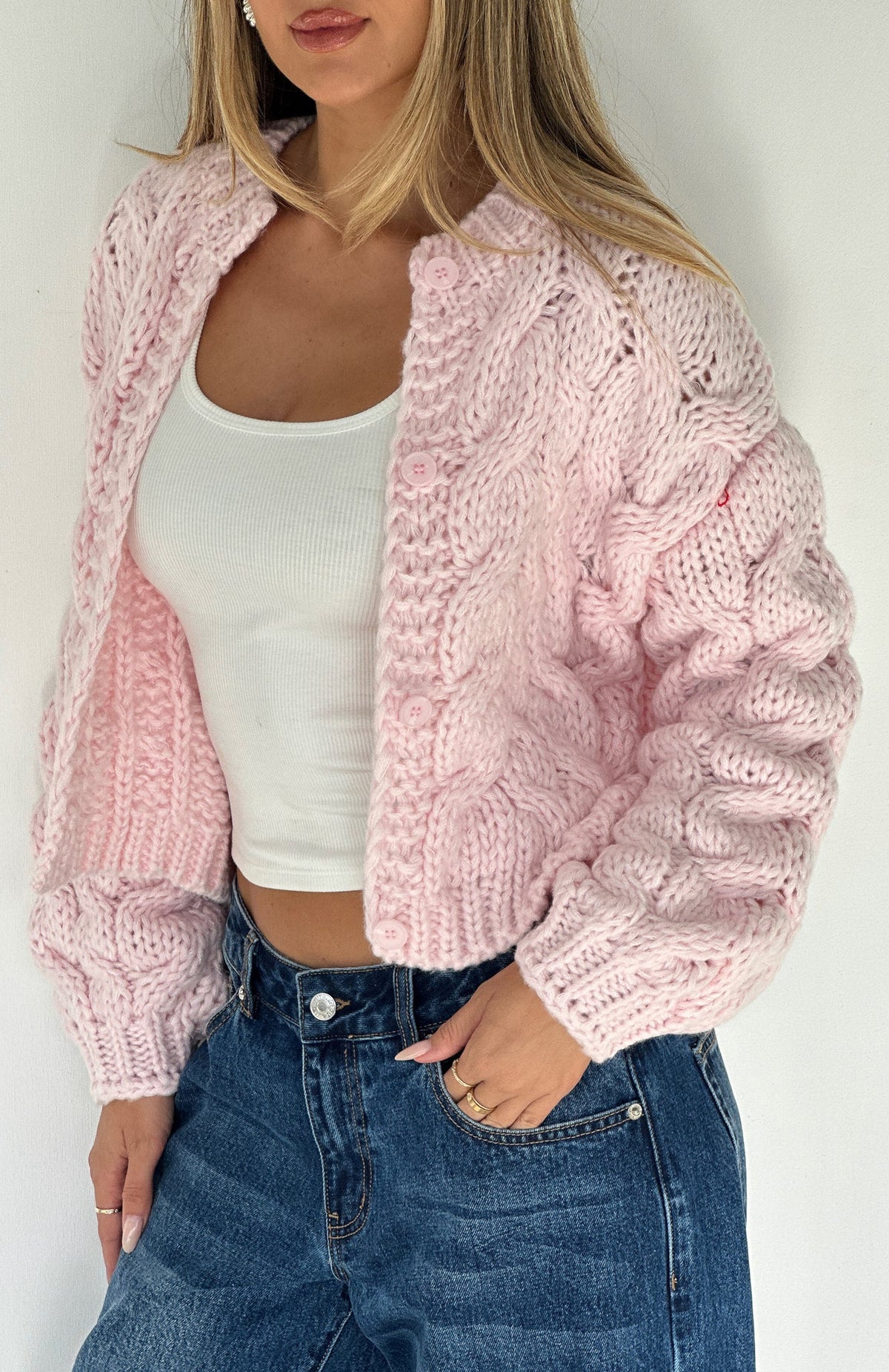 Cutie Pie Knit Cardigan Baby Pink