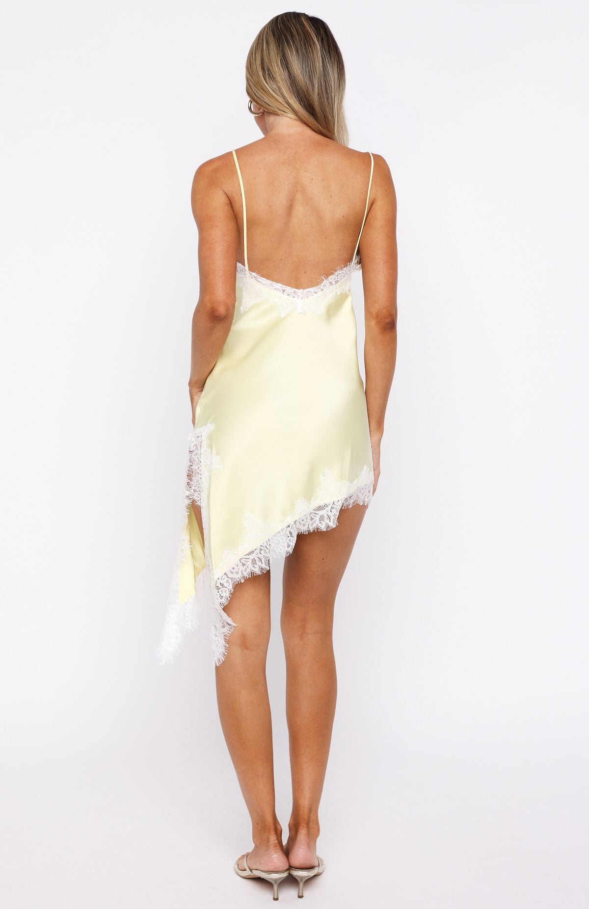Behind The Light Lace Mini Dress Lemon