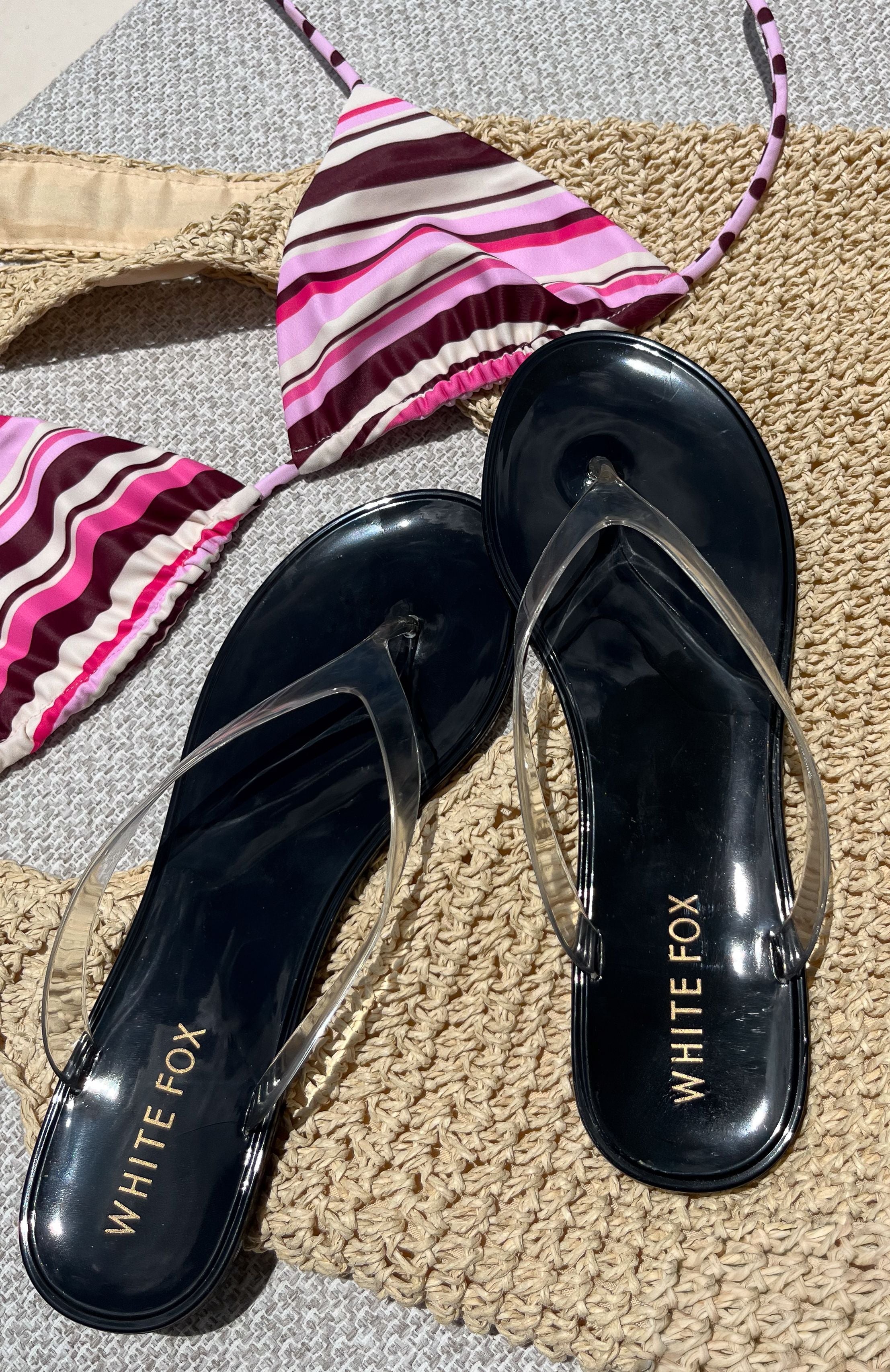 Dean Jelly Thong Sandals Black/Clear