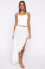 Dancing On My Own Lace Midi Skirt White