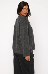 Flashback Knit Cardigan Charcoal
