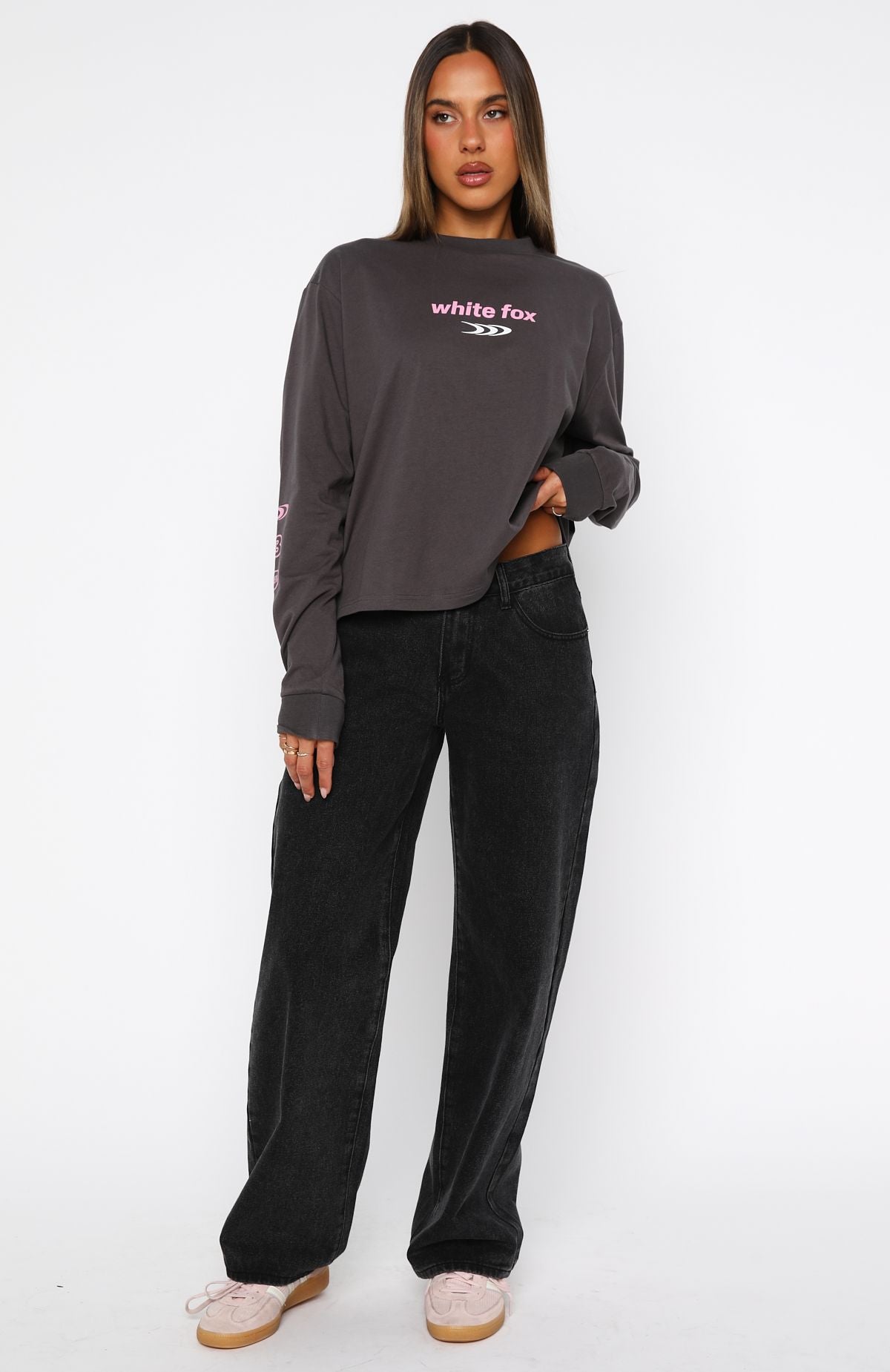 All Around Me Long Sleeve Tee Charcoal