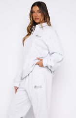 Can't Be Changed Oversized Henley Sweater Grey Marle